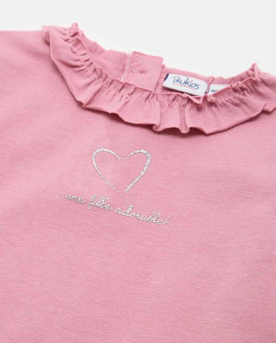 Blukids Newborn Baby Girls Ruffled Neck Stretch Cotton T-Shirt