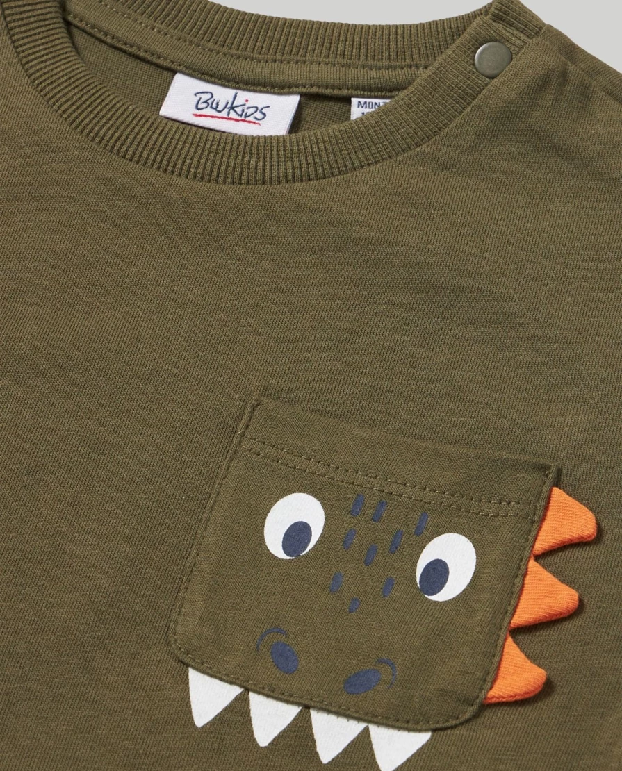 Blukids Newborn Pure Cotton Pocket T-Shirt - Soft Baby Tee for Infants