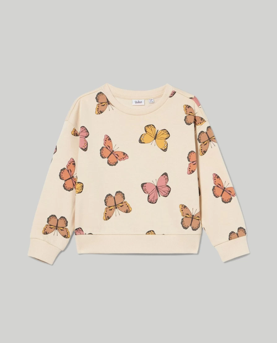 Blukids Girls' Soft Brushed Cotton Blend Sweatshirt - Comfortable Kids Pullover