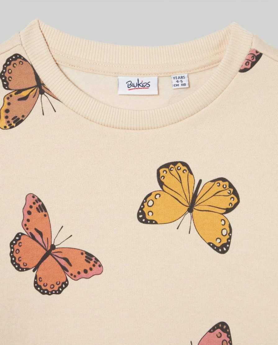 Blukids Girls' Soft Brushed Cotton Blend Sweatshirt - Comfortable Kids Pullover