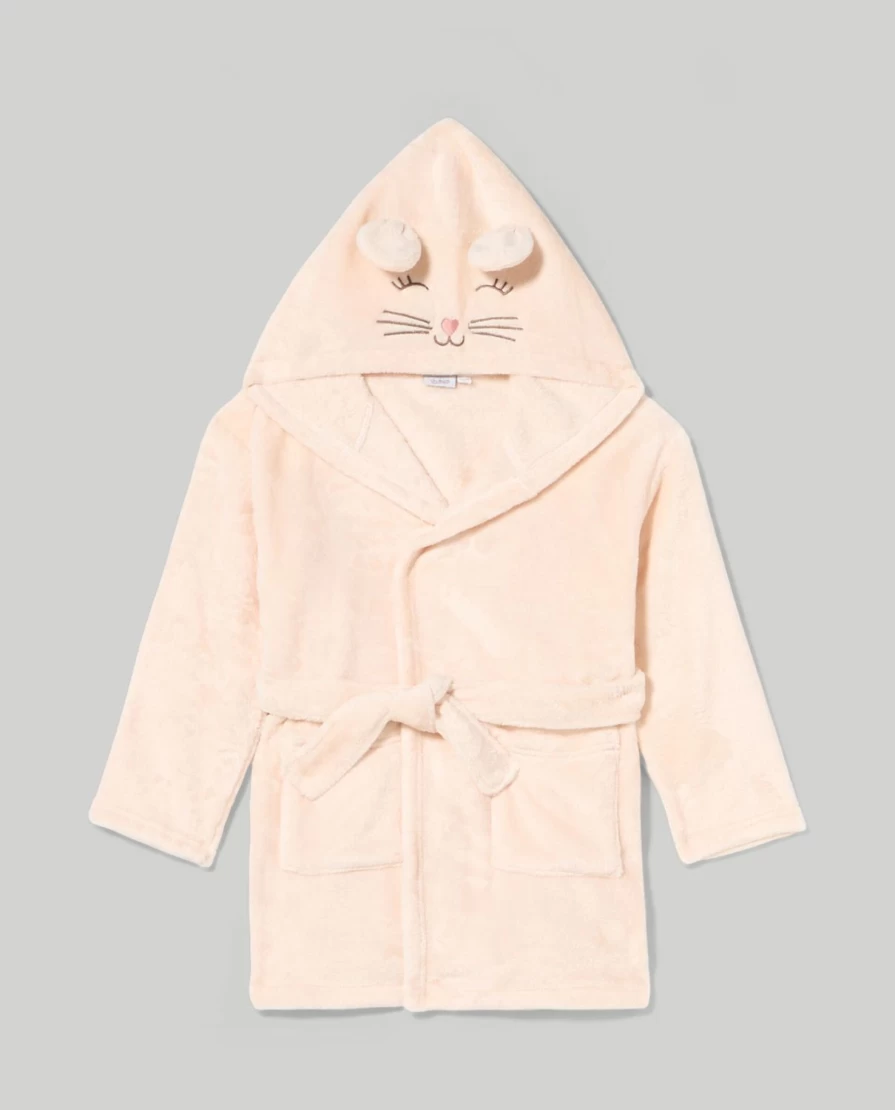 Blukids Girls' Soft Hooded Fleece Dressing Gown for Kids - Cozy Children's Robe
