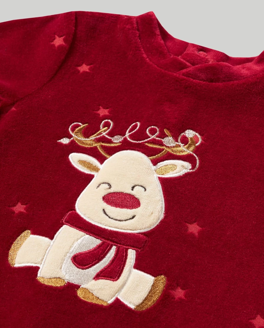 "Blukids Baby Christmas Embroidered Onesie – Festive Newborn Bodysuit"