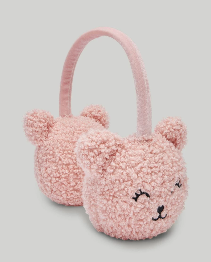 Blukids Faux Fur Teddy Bear Earmuffs for Kids - Soft Winter Ear Warmers for Children