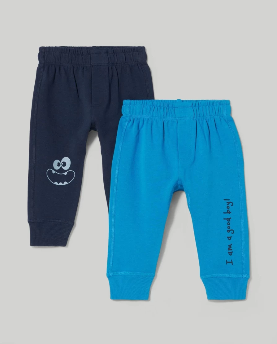 "Blukids Pack of 2 Cozy Cotton Fleece Joggers for Newborns"