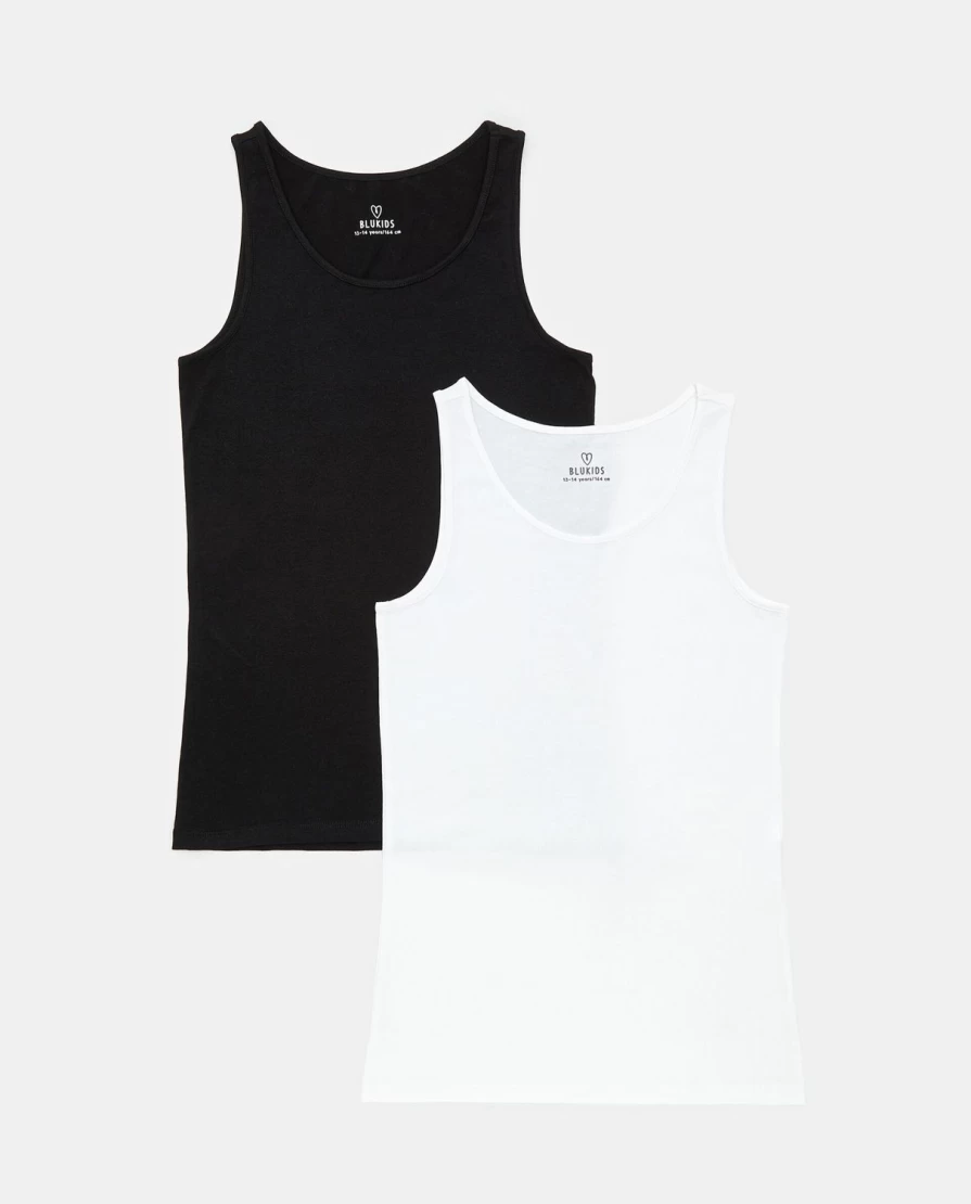 Blukids Youth Pure Cotton Tank Tops - Pack of 2 for Girls