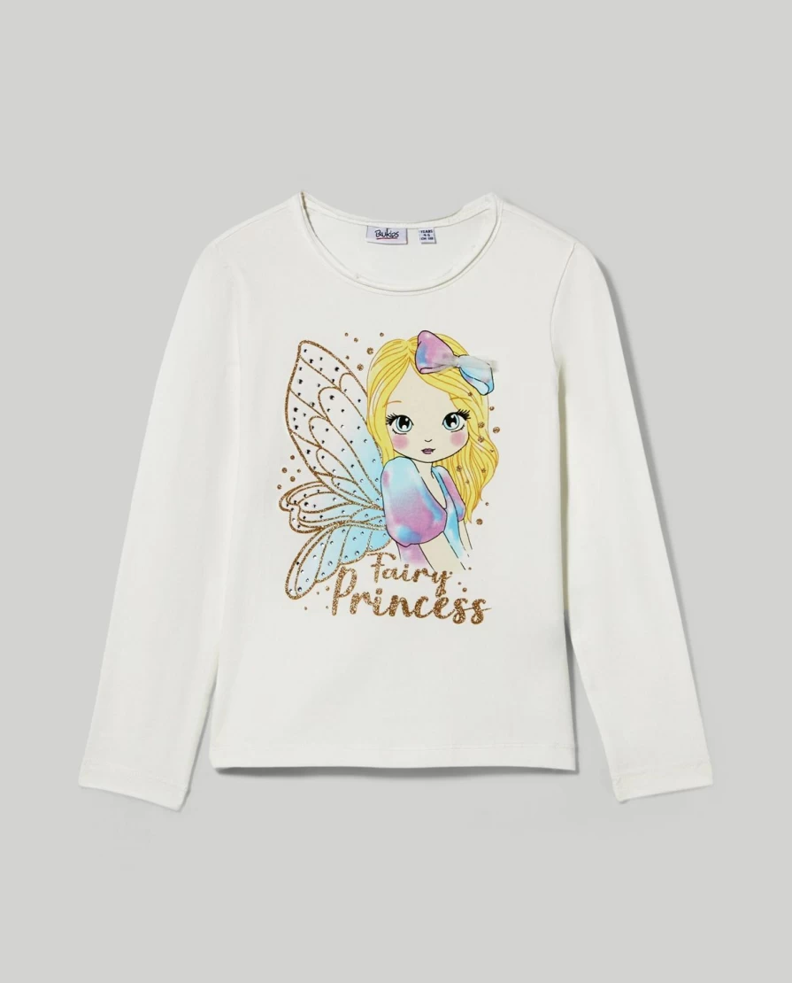 Blukids Girls' Glitter Print T-Shirt - Sparkly Fun Kids Tee for Children