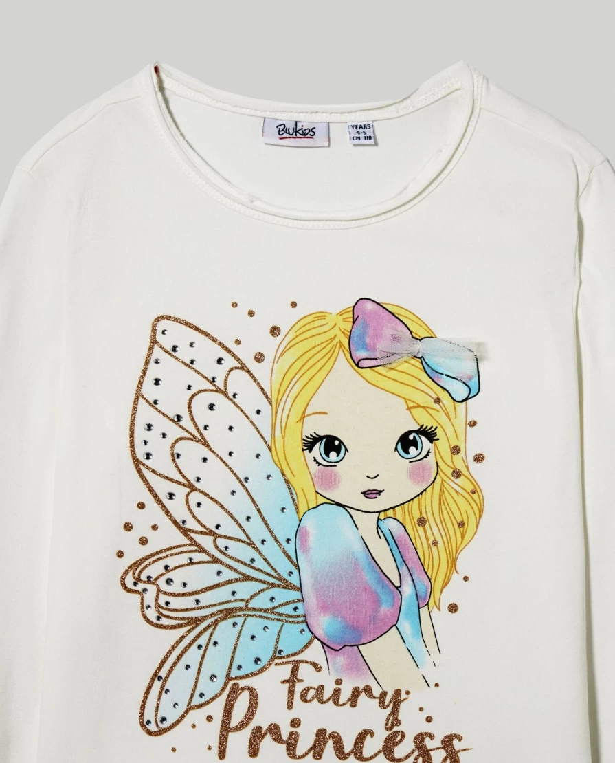 Blukids Girls' Glitter Print T-Shirt - Sparkly Fun Kids Tee for Children