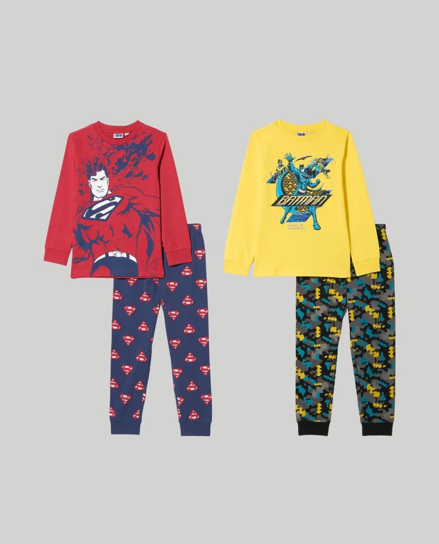 Blukids 2-Pack Batman Superman Boys Pajamas Long Sleeve Kids Sleepwear