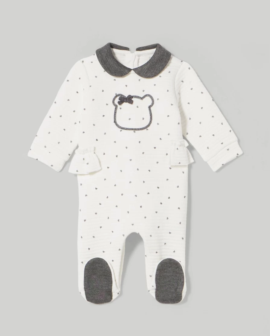 Blukids Baby Unisex Matelasse Onesie with Front Embroidery - Soft Cotton Bodysuit for Newborns