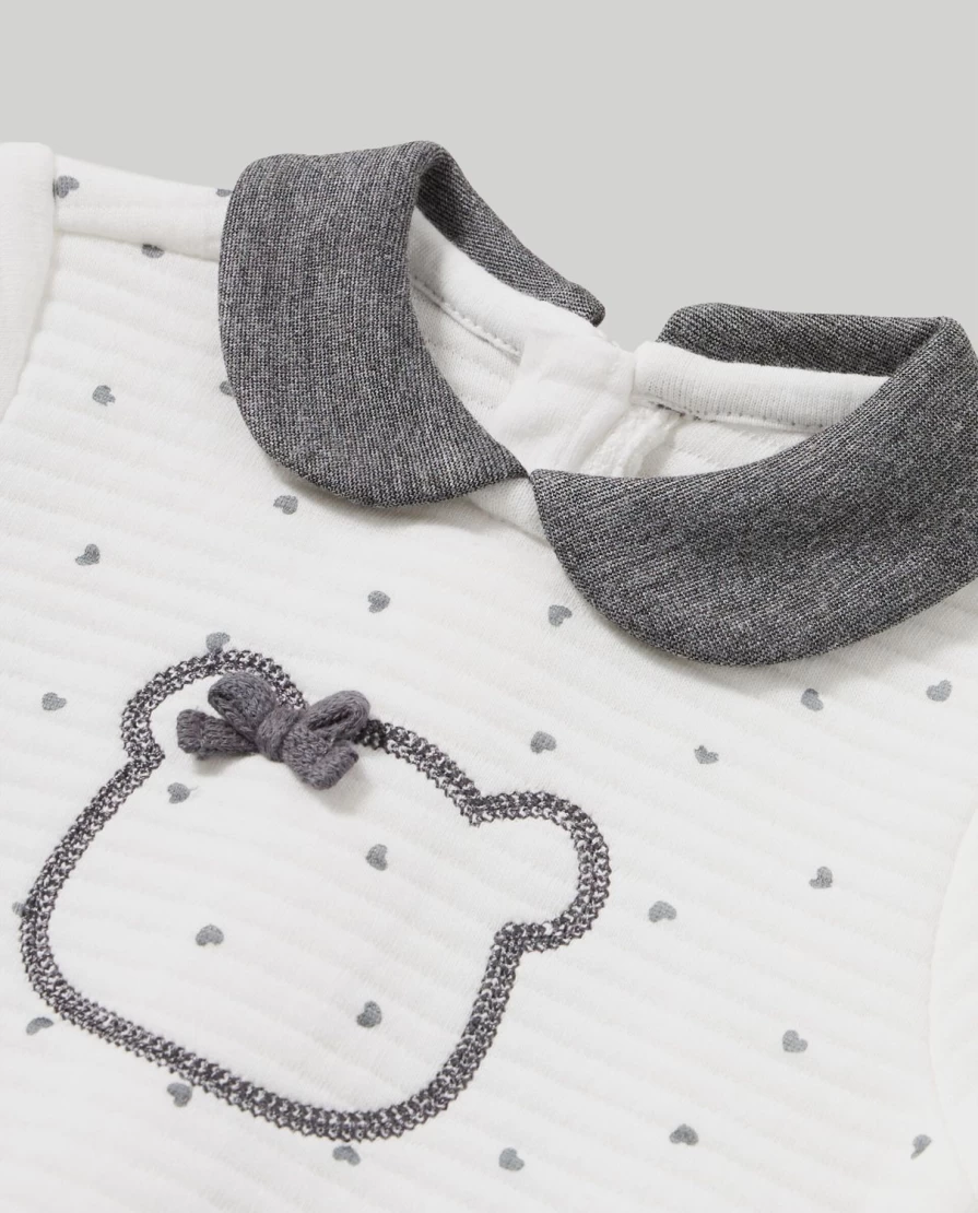 Blukids Baby Unisex Matelasse Onesie with Front Embroidery - Soft Cotton Bodysuit for Newborns