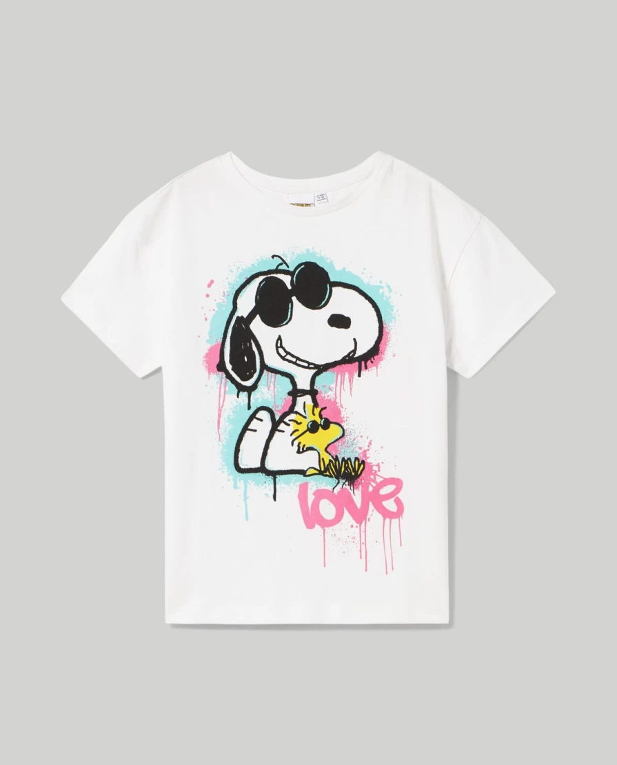 "Blukids Youth Pure Cotton Peanuts Graphic T-Shirt for Girls"