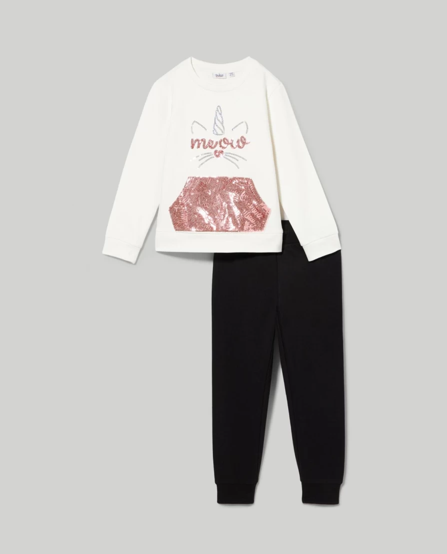 "Blukids Girls' Sparkle Jogging Set - Sequined Stretch Sweatshirt & Pants Outfit for Kids"
