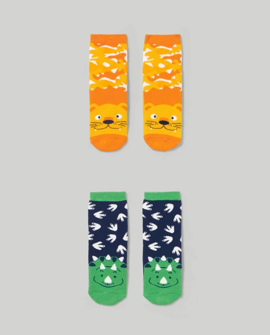 Blukids Pack Of 2 Non-Slip Socks For Kids - Anti-Skid Toddler Socks For Boys And Girls