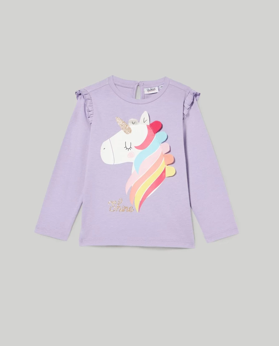 Blukids Newborn Baby Girl's Printed T-Shirt with Cute Appliques