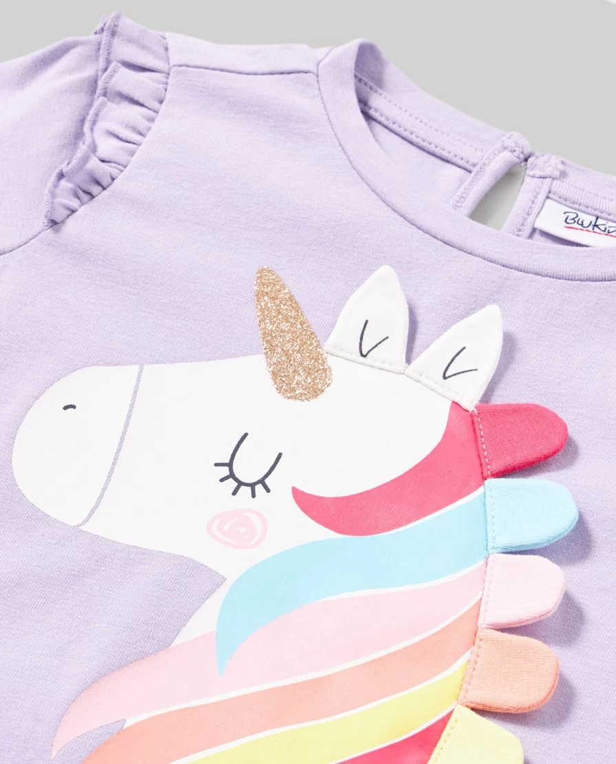 Blukids Newborn Baby Girl's Printed T-Shirt with Cute Appliques