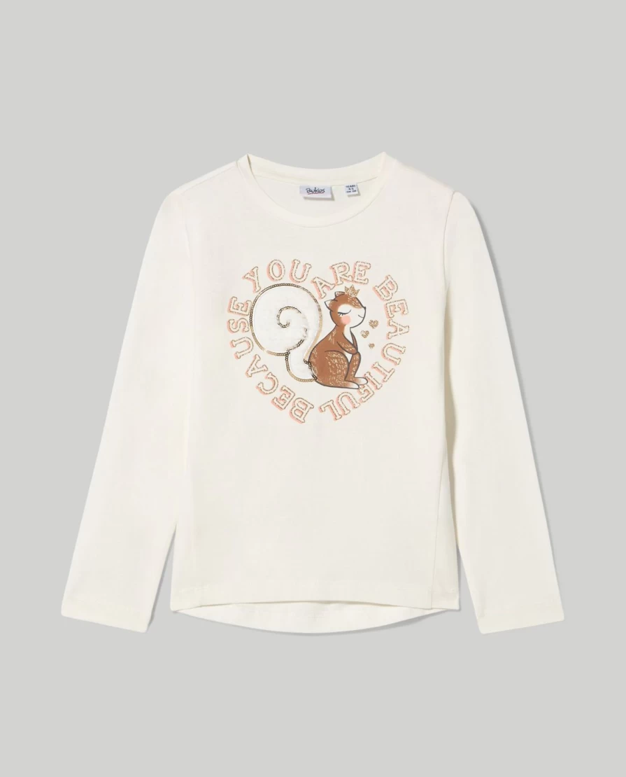Blukids Girls' Sparkling Sequins Pure Cotton T-Shirt - Comfortable & Stylish Kids Apparel
