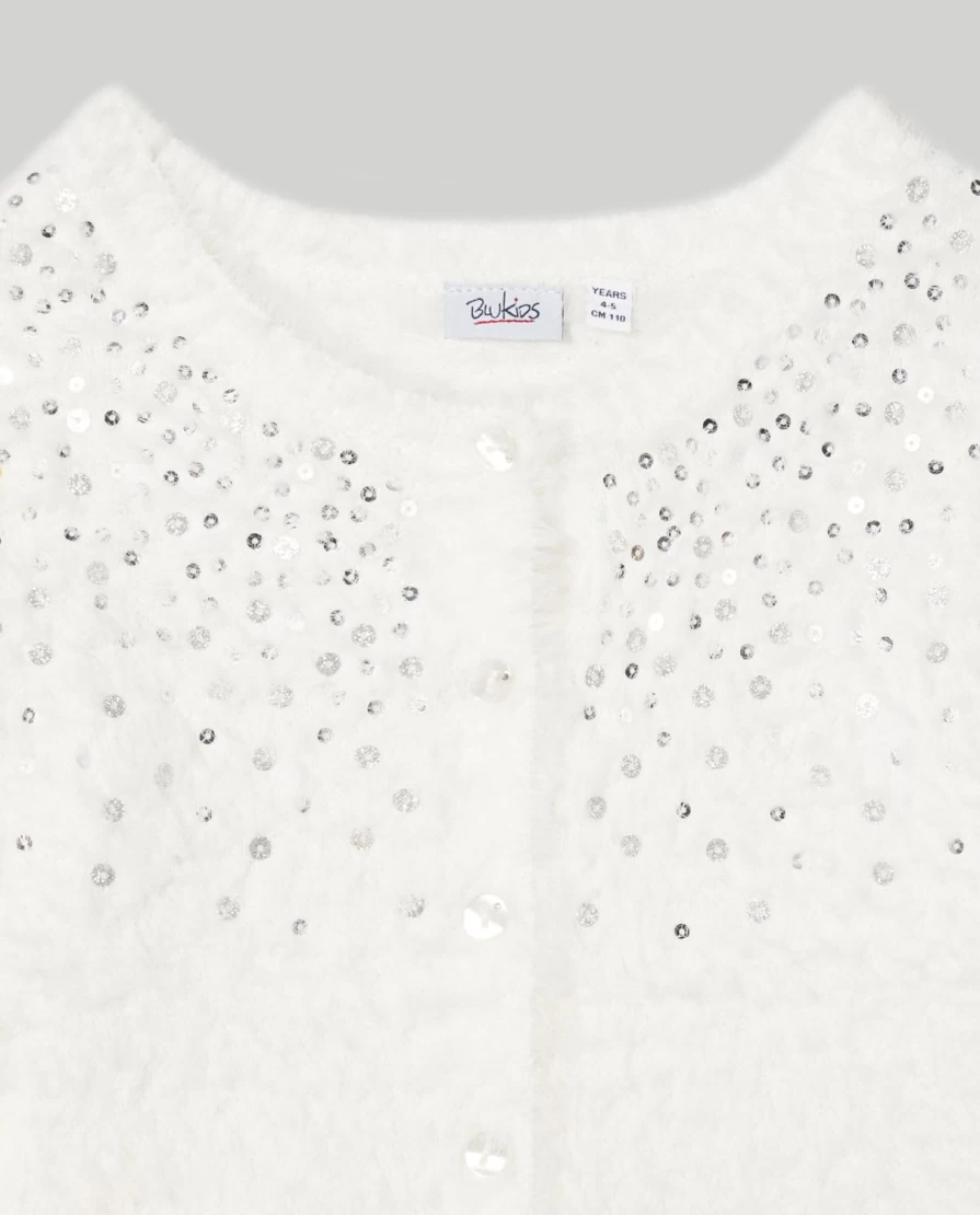 Blukids Girls Fur Effect Yarn Cardigan - Soft Kids Sweater for Children