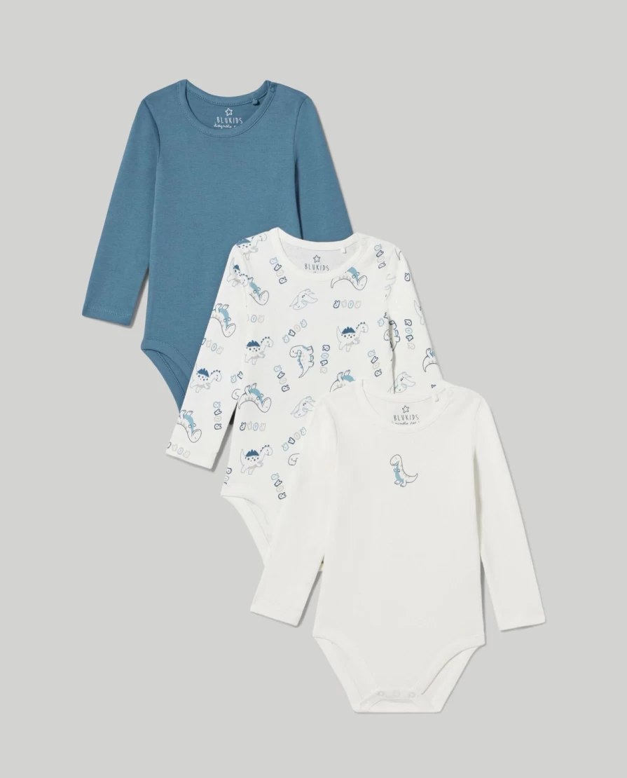 Blukids 3-Pack Newborn Long Sleeve Bodysuits for Babies - Soft Cotton Infant Onesies