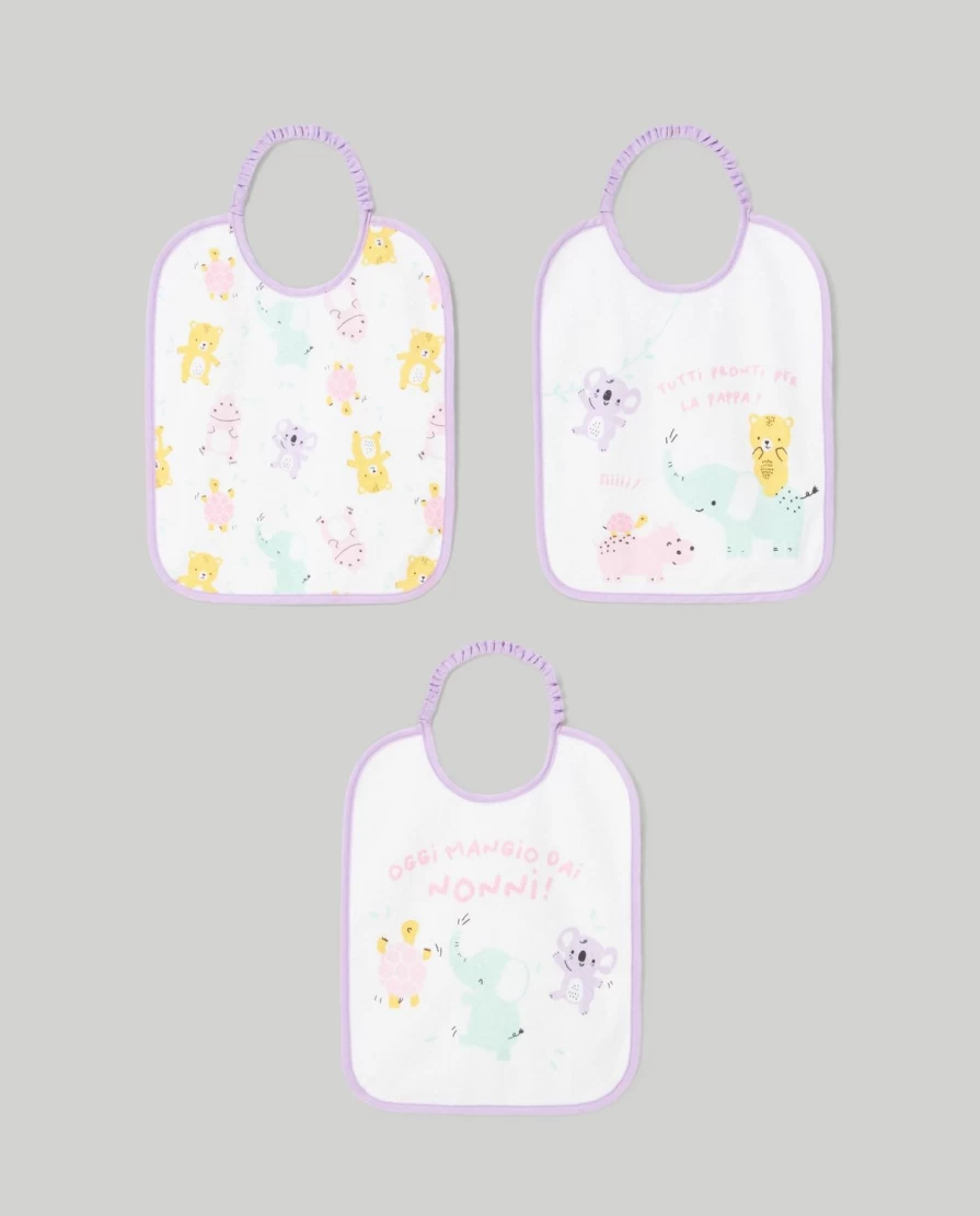 Blukids 3-Pack Soft Cotton Terry Bibs for Babies - Absorbent and Gentle Newborn Bib Set