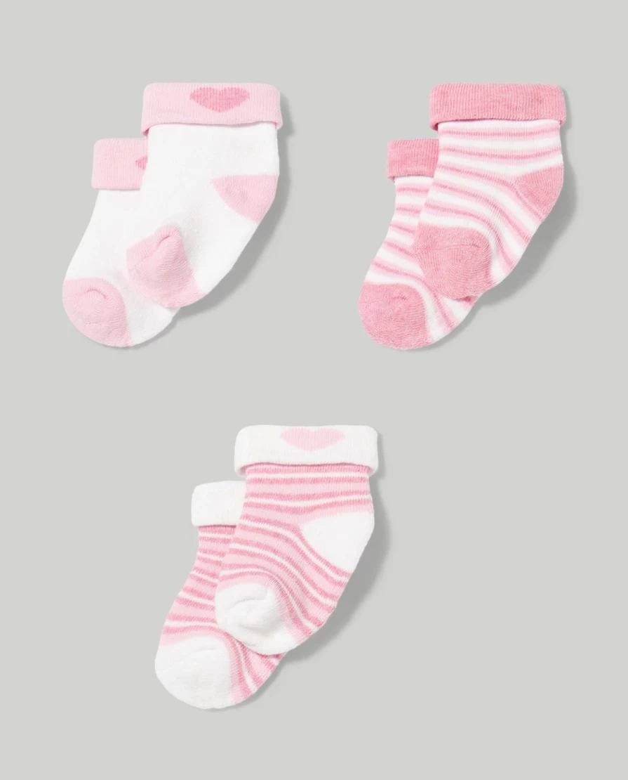 Blukids Newborn Baby Girl Socks - Pack of 3 Short Socks Made in Spain