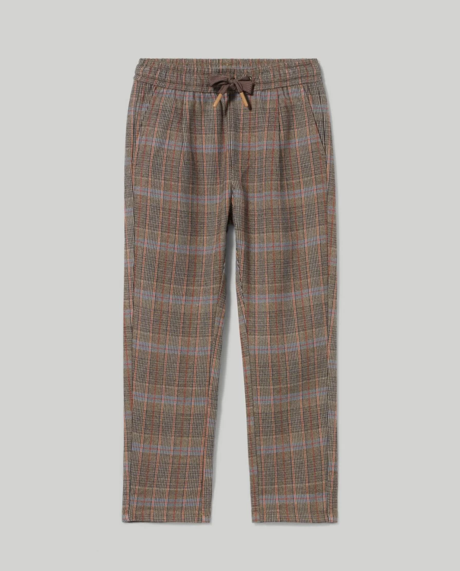 Blukids Boys' Checked Joggers - Stretch Cotton Flannel Pants for Children