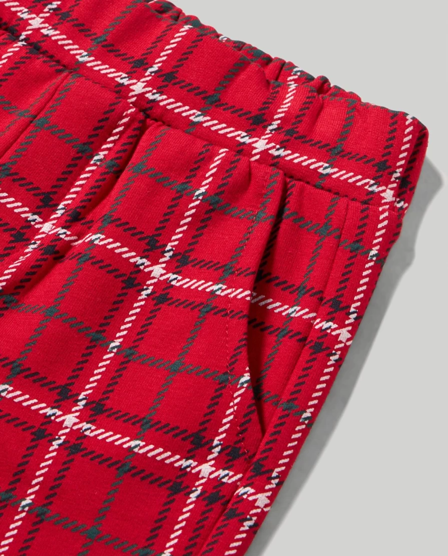 Blukids Newborn Checked Stretch Cotton Trousers for Babies
