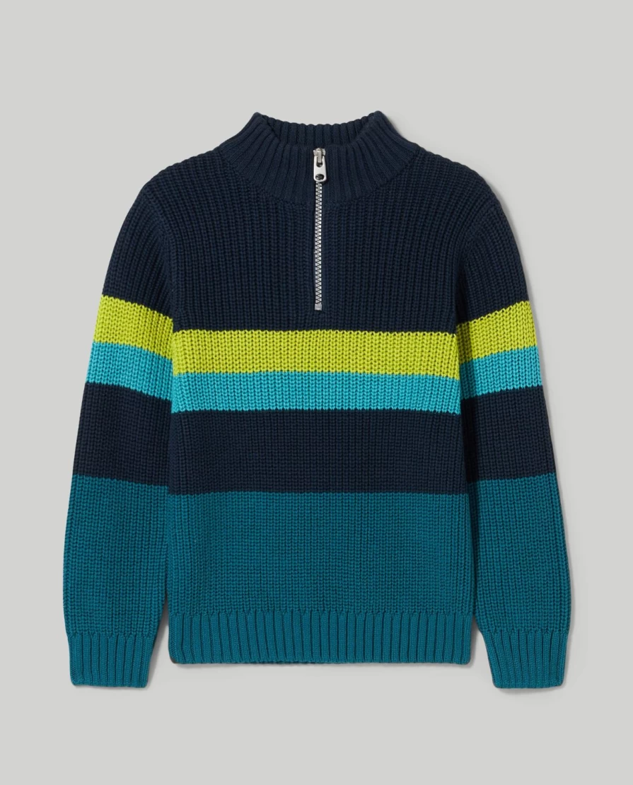 Blukids Children's Tricot Striped Half Zip Pullover - Comfortable & Stylish Kids Top