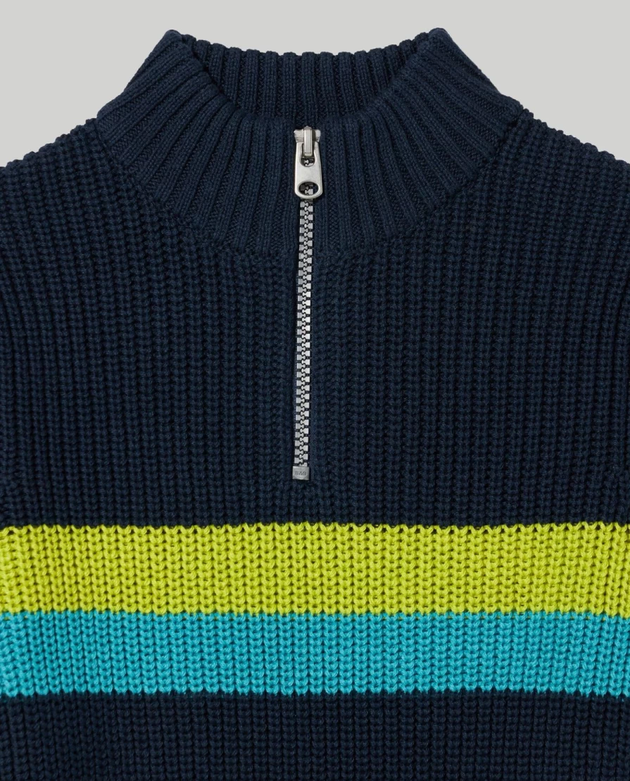 Blukids Children's Tricot Striped Half Zip Pullover - Comfortable & Stylish Kids Top