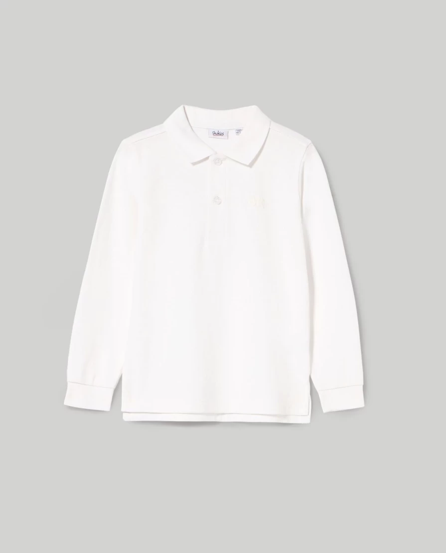 "Blukids Boys' Long-Sleeve Pure Cotton Pique Polo Shirt – Comfortable Kids' Casual Wear"