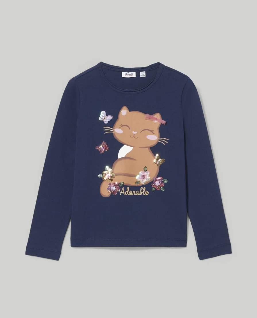 Blukids Girls' Glitter Print T-Shirt for Children - Sparkly Fun Kids Top