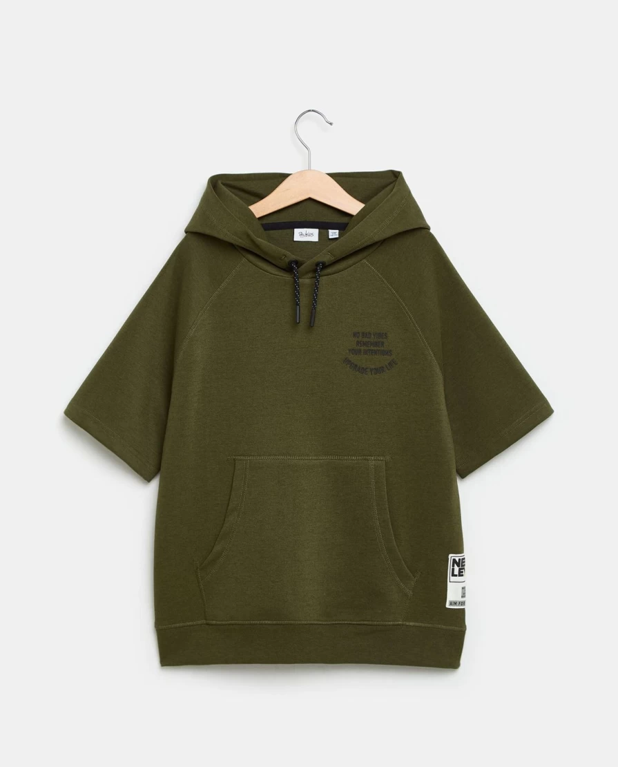 Blukids Youth Cotton Blend Short Sleeve Hoodie for Boys