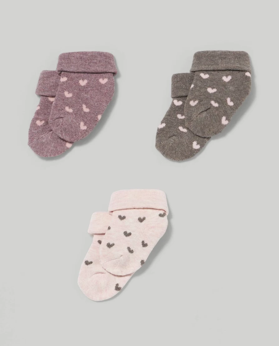 Blukids Newborn Baby Girl Cotton Blend Socks - Soft Pack of 3 Pairs