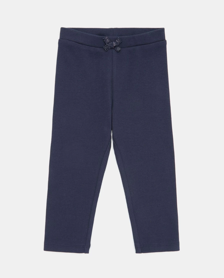 Blukids Newborn Baby Girls Solid Color Ribbed Stretch Cotton Trousers