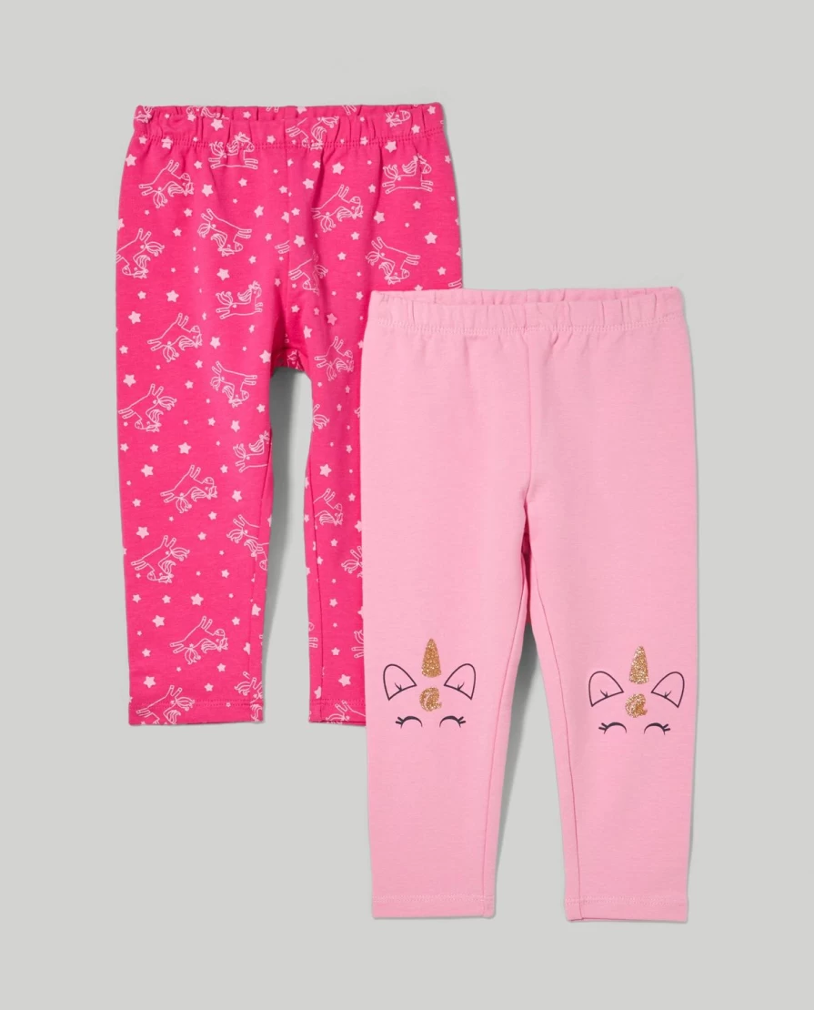 Blukids Newborn Baby Girls 2-Pack Stretch Cotton Leggings