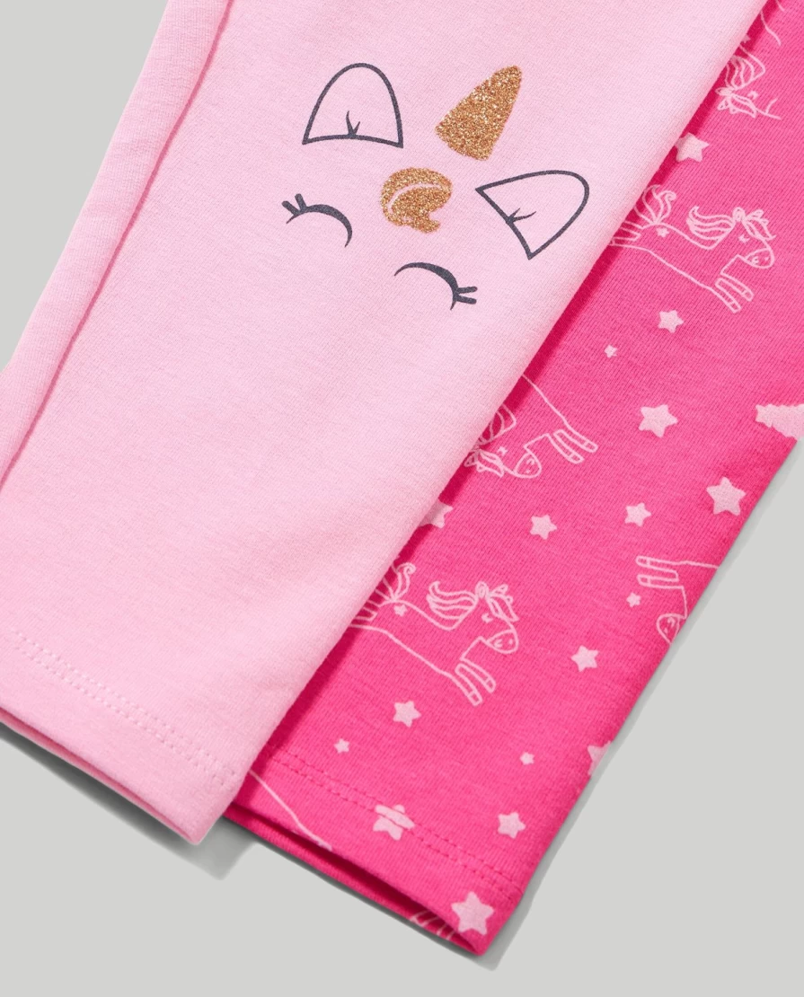 Blukids Newborn Baby Girls 2-Pack Stretch Cotton Leggings