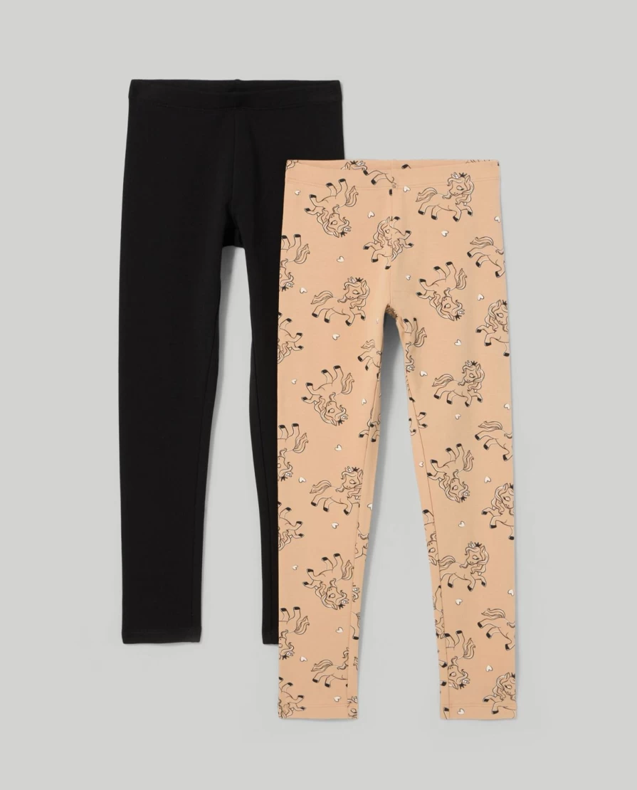 Blukids Girls' Fleece Leggings 2-Pack - Printed Winter Warm Kids Leggings for Children