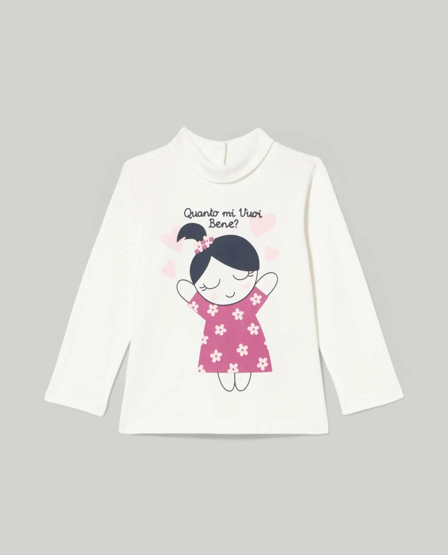 Blukids Newborn Baby Girl Pure Cotton Turtleneck with Cute Prints - Soft & Comfortable