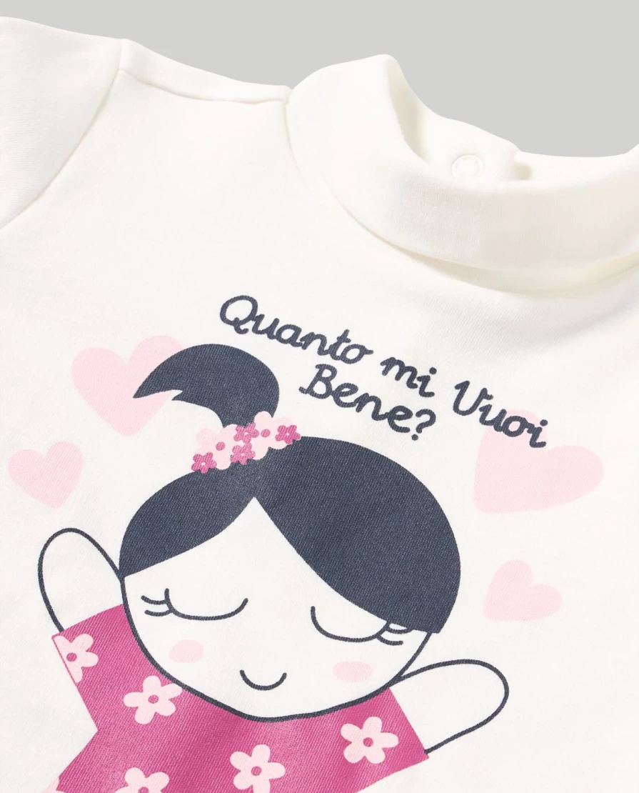 Blukids Newborn Baby Girl Pure Cotton Turtleneck with Cute Prints - Soft & Comfortable
