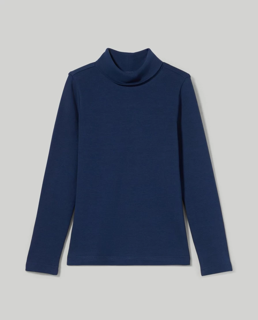 Blukids Girls' 100% Cotton Interlock Turtleneck Top for Children