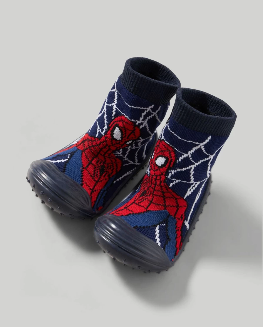 Blukids Spider-Man Non-Slip Socks for Kids - Marvel Superhero Grip Soles Children's Ankle Socks