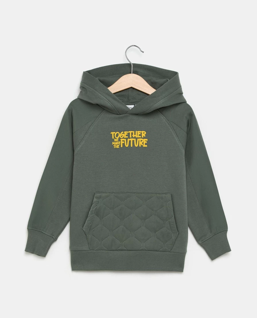 Blukids Kids Hooded Sweatshirt with Nylon Detailing for Comfort and Style