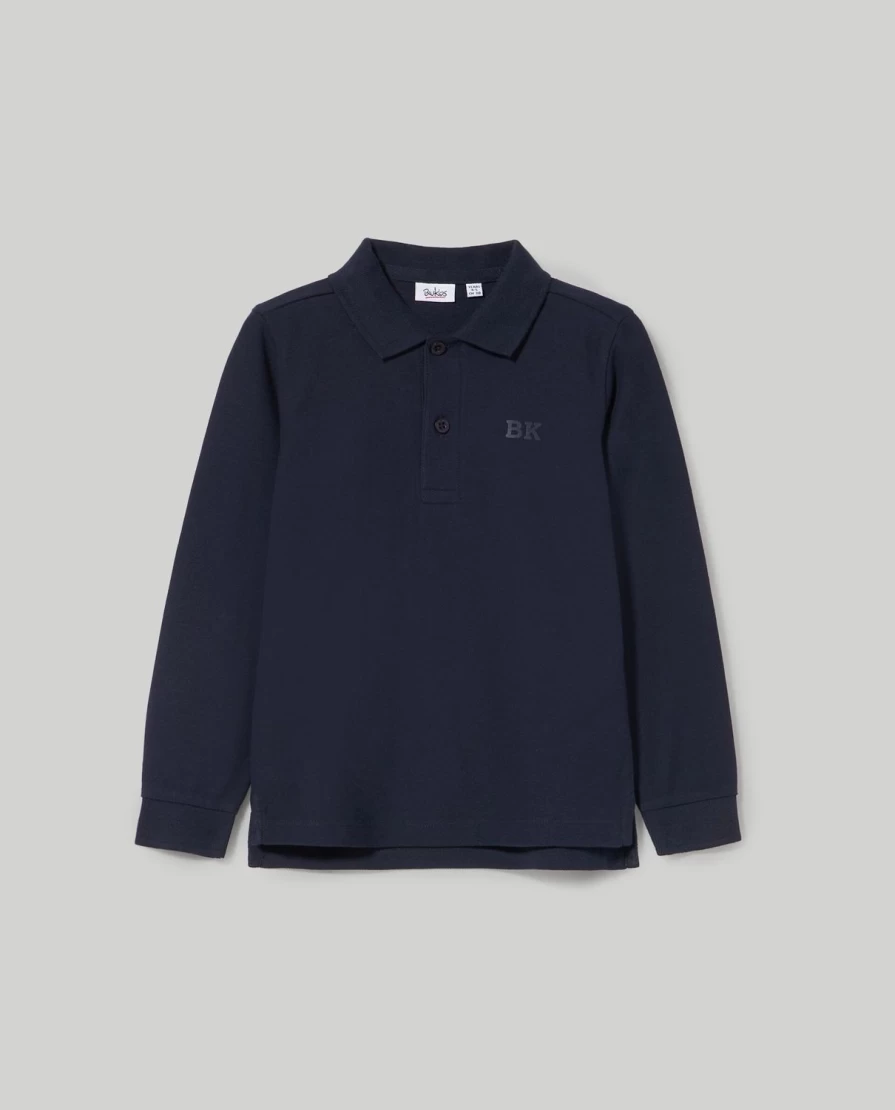 Blukids Boys' Long-Sleeve Pure Cotton Pique Polo Shirt for Children