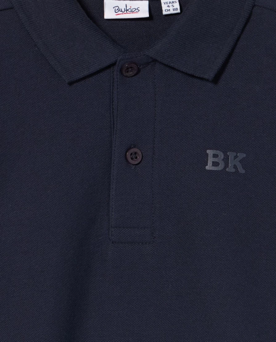 Blukids Boys' Long-Sleeve Pure Cotton Pique Polo Shirt for Children