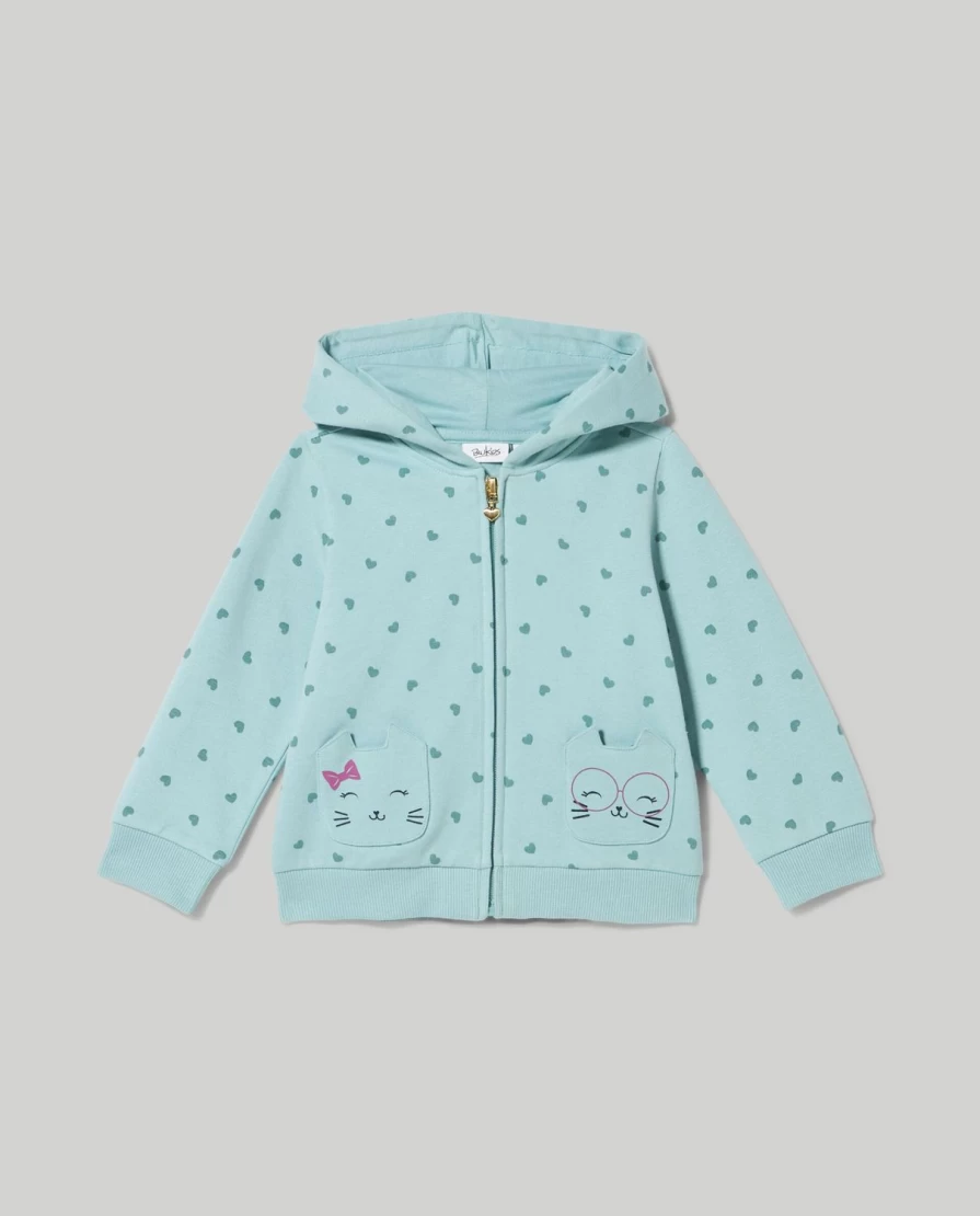 Blukids Newborn Baby Girl's Hooded Sweatshirt with Cute Prints - Soft & Cozy