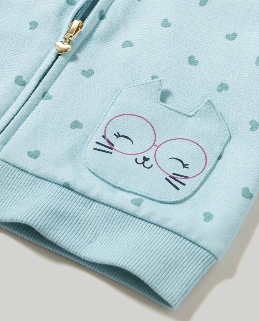 Blukids Newborn Baby Girl's Hooded Sweatshirt with Cute Prints - Soft & Cozy