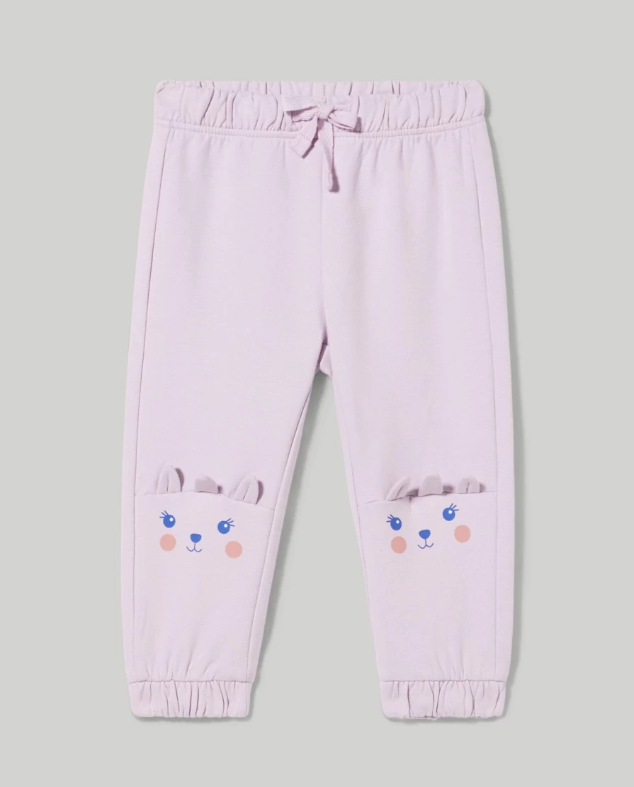 Blukids Newborn Baby Girl Fleece-Lined Cotton Jogger Pants