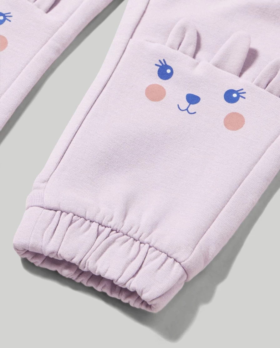 Blukids Newborn Baby Girl Fleece-Lined Cotton Jogger Pants