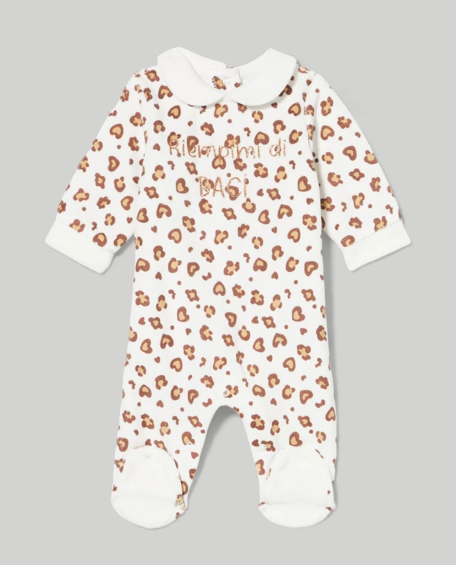 Blukids Baby Unisex Animal Print Chenille Onesie with Embroidery - Soft & Cozy Jumpsuit for Newborns