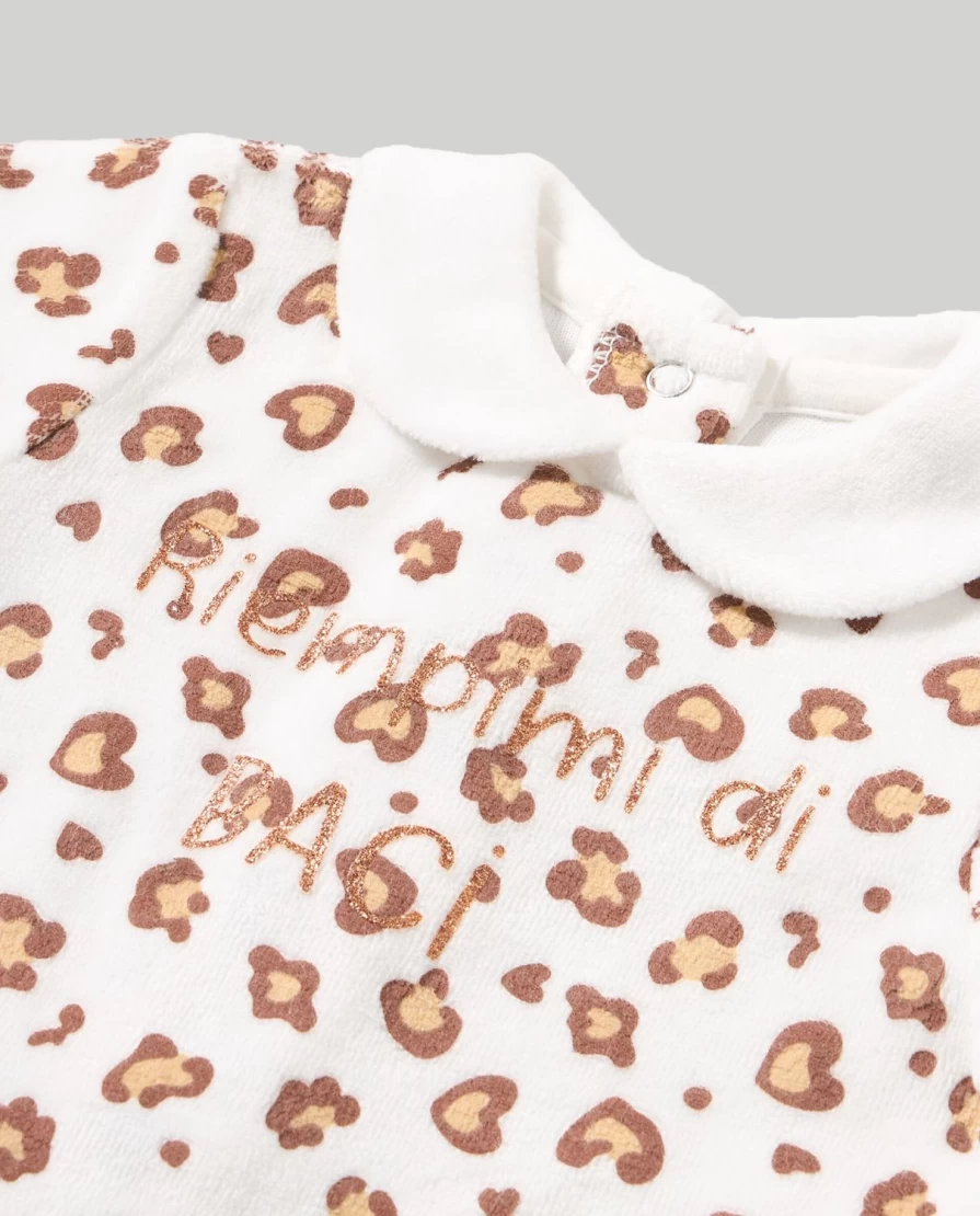 Blukids Baby Unisex Animal Print Chenille Onesie with Embroidery - Soft & Cozy Jumpsuit for Newborns