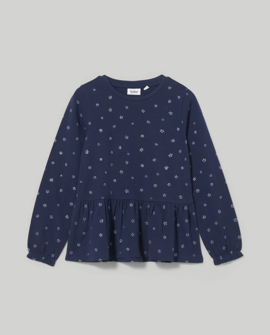 Blukids Girls' Long Sleeve Ruffle T-Shirt for Children - Stylish & Comfortable Kids Top